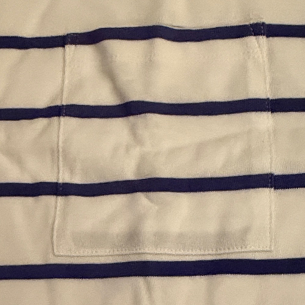 J. Crew Ivory Bistro Blue Striped Long-Sleeve Pocket Tee/NWT/L - Picture 6 of 10